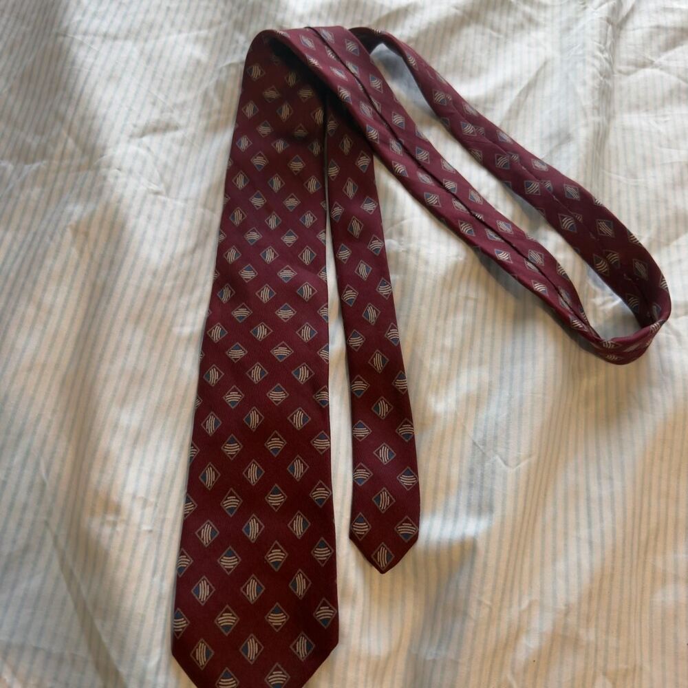 Robert Talbott Studio for Satel's Men's Burgundy Geometric Silk Necktie